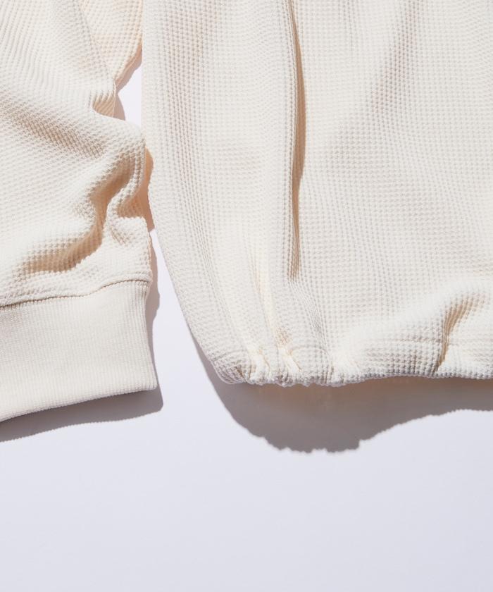 Drymix(R) / 乾爽混紡寬鬆版型華夫格布插肩長袖T恤