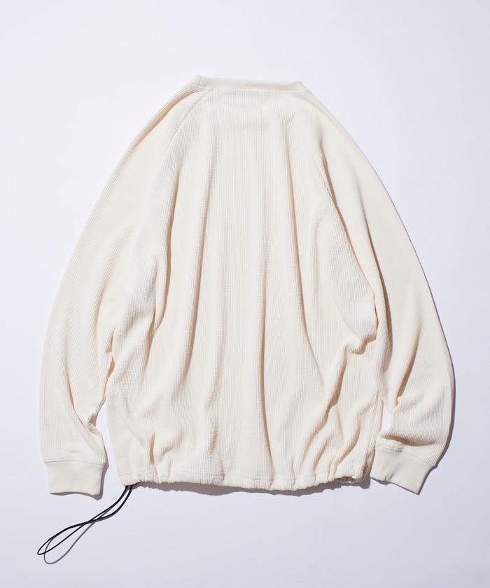 Drymix(R) / 乾爽混紡寬鬆版型華夫格布插肩長袖T恤