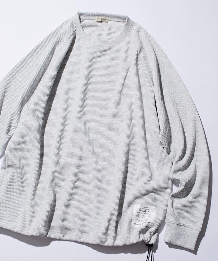 Drymix(R) / 乾爽混紡寬鬆版型華夫格布插肩長袖T恤