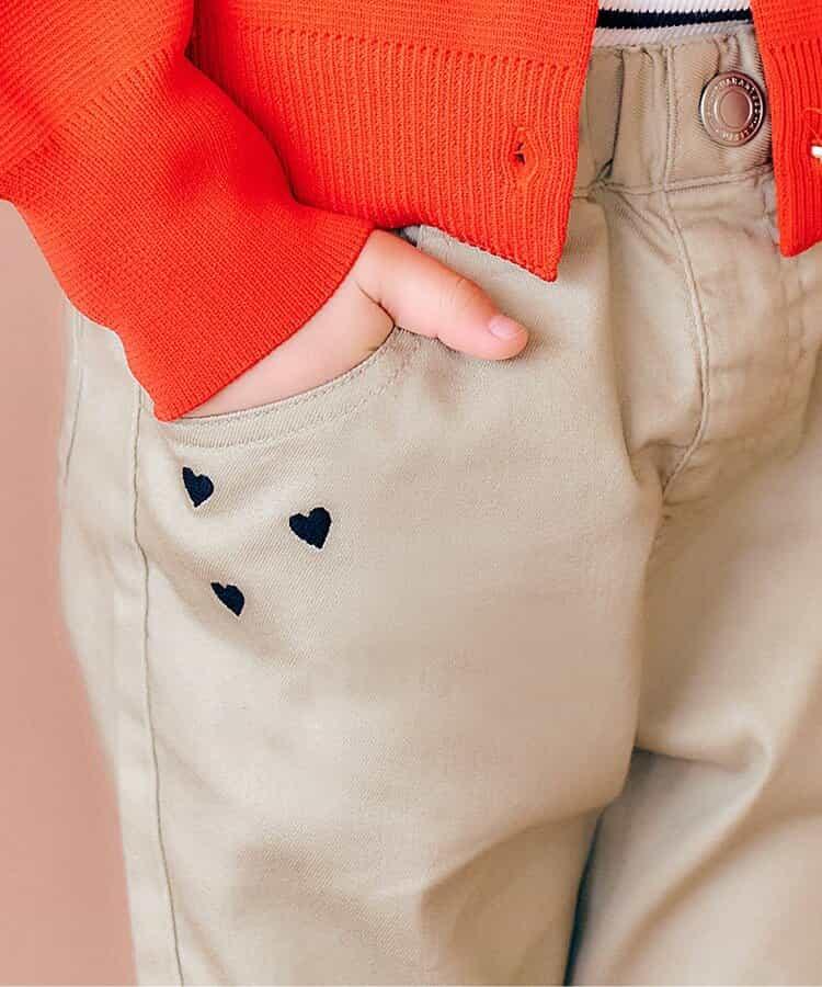 愛心刺繡修身可愛長褲 10分丈