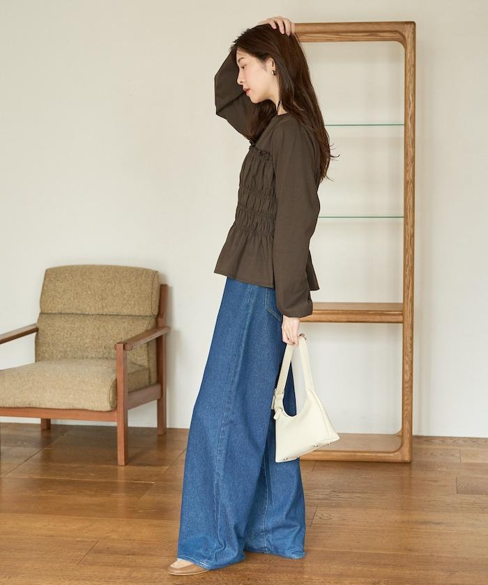 剪裁褶皺紐扣開衫