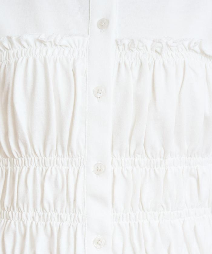 剪裁褶皺紐扣開衫