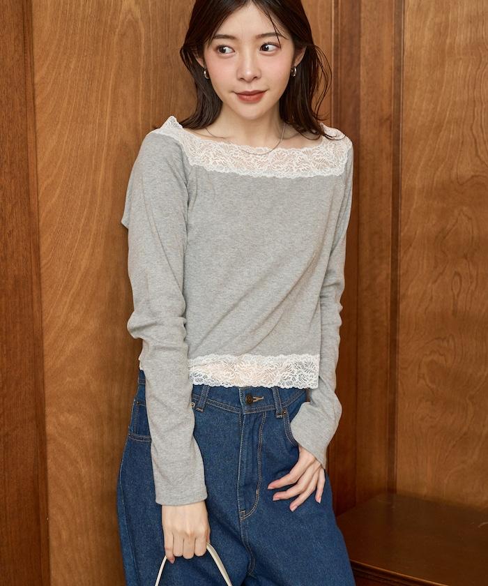 2way蕾絲長袖上衣