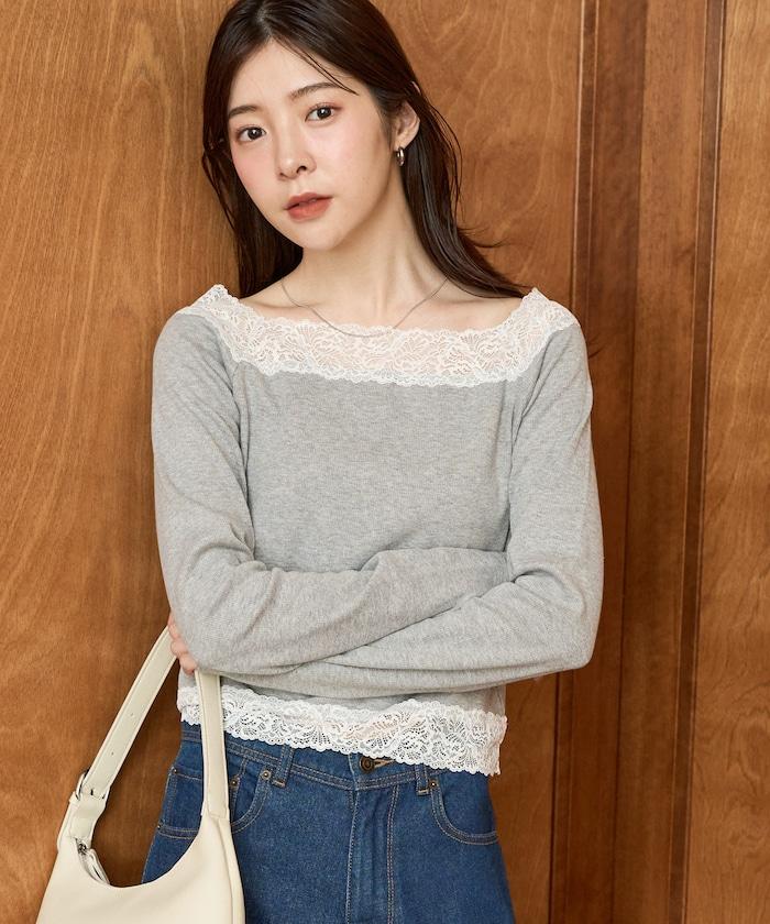 2way蕾絲長袖上衣