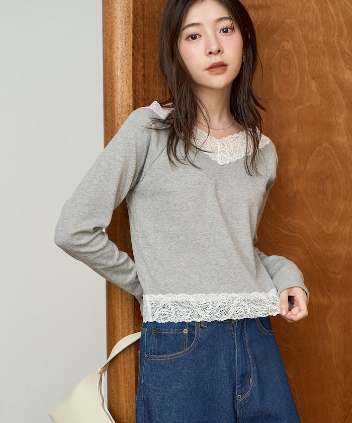 2way蕾絲長袖上衣