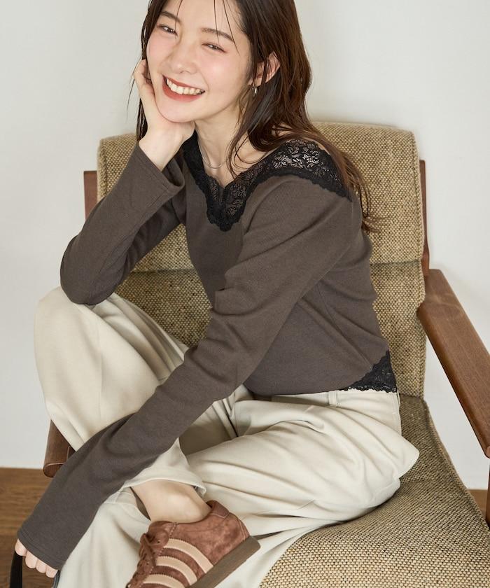 2way蕾絲長袖上衣