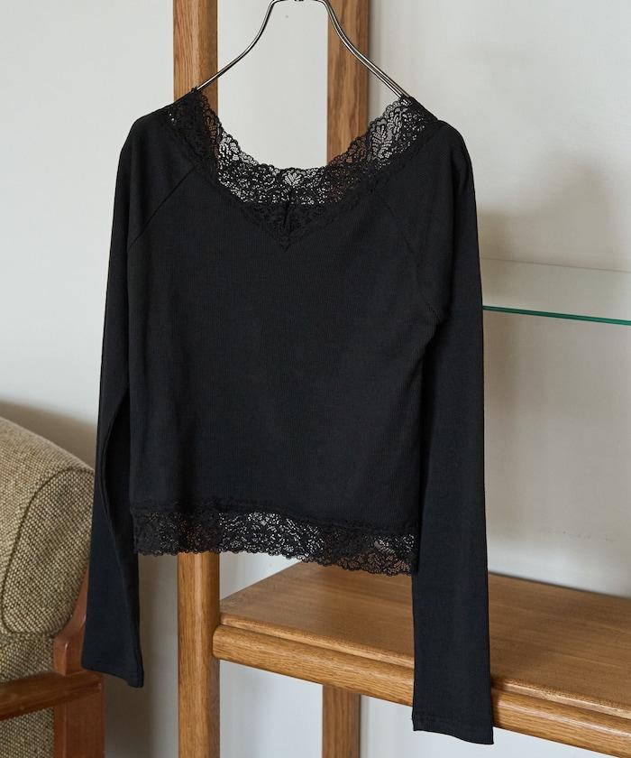 2way蕾絲長袖上衣