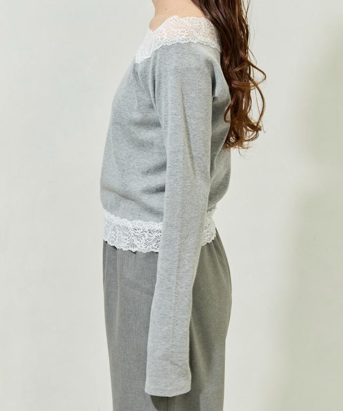 2way蕾絲長袖上衣
