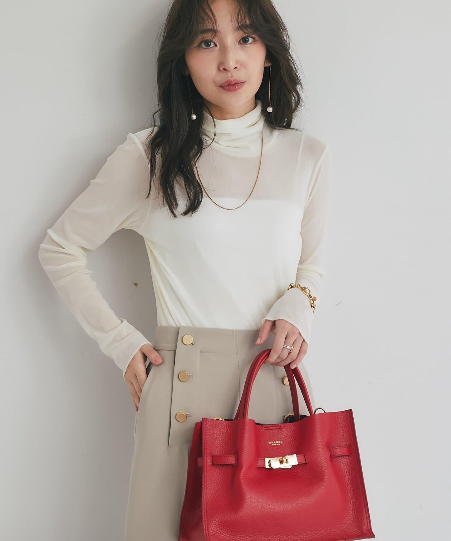 植絨網紗高領打底衫