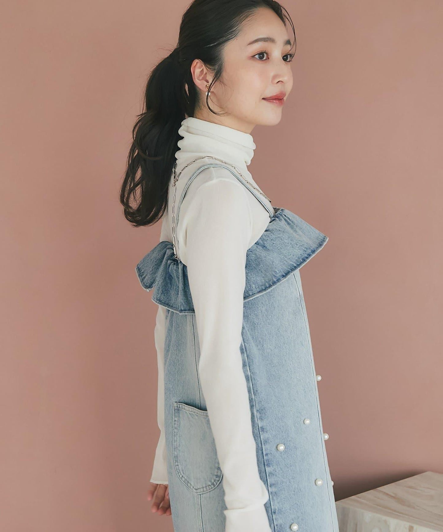 植絨網紗高領打底衫