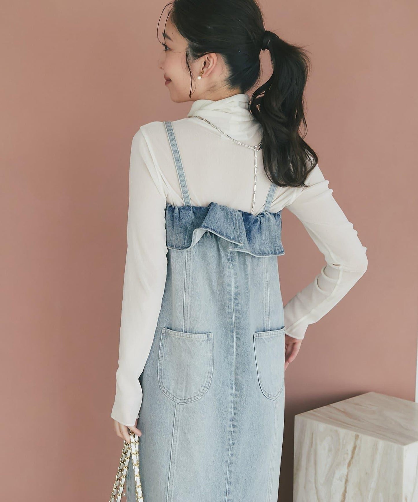 植絨網紗高領打底衫