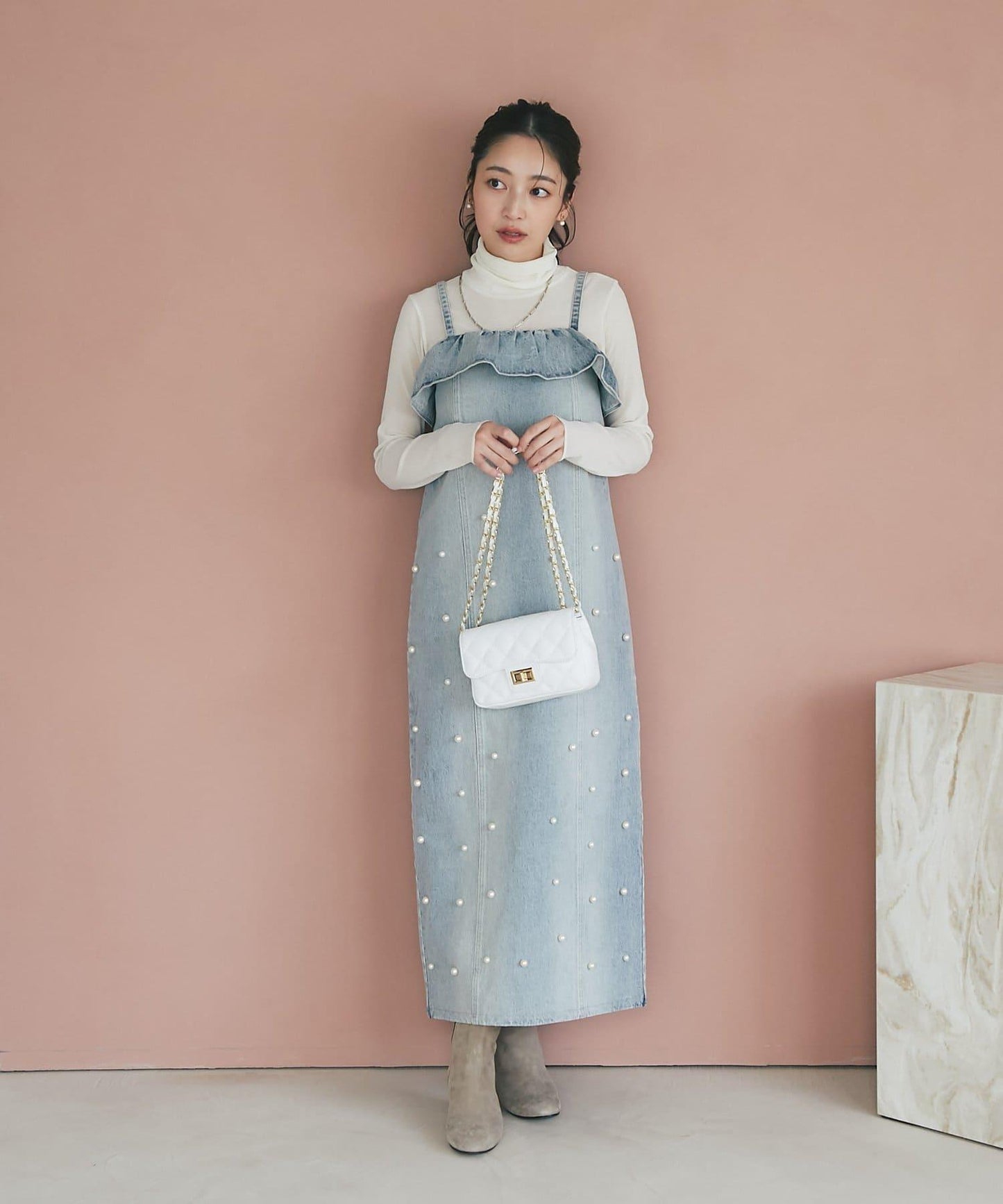 植絨網紗高領打底衫