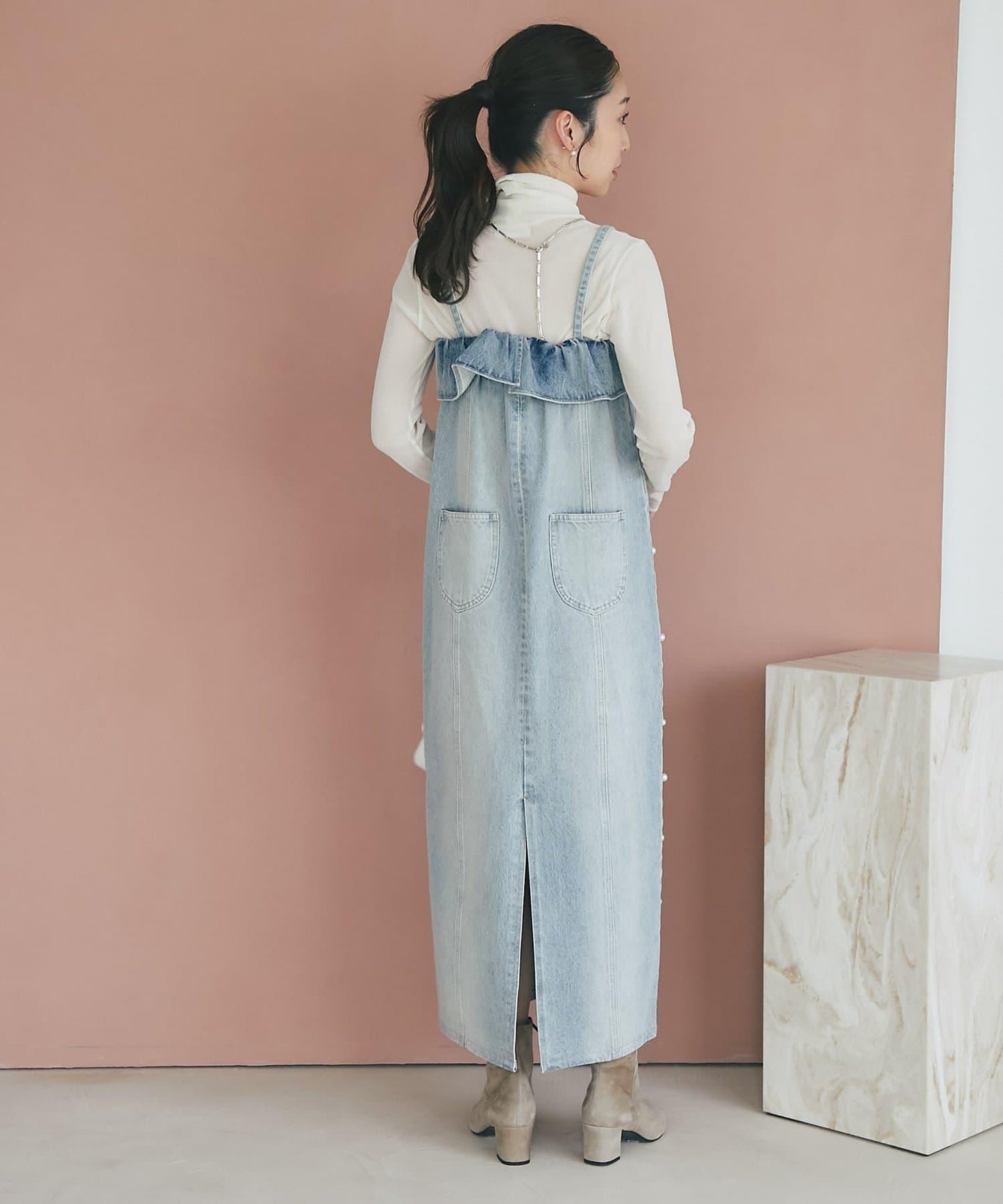 植絨網紗高領打底衫