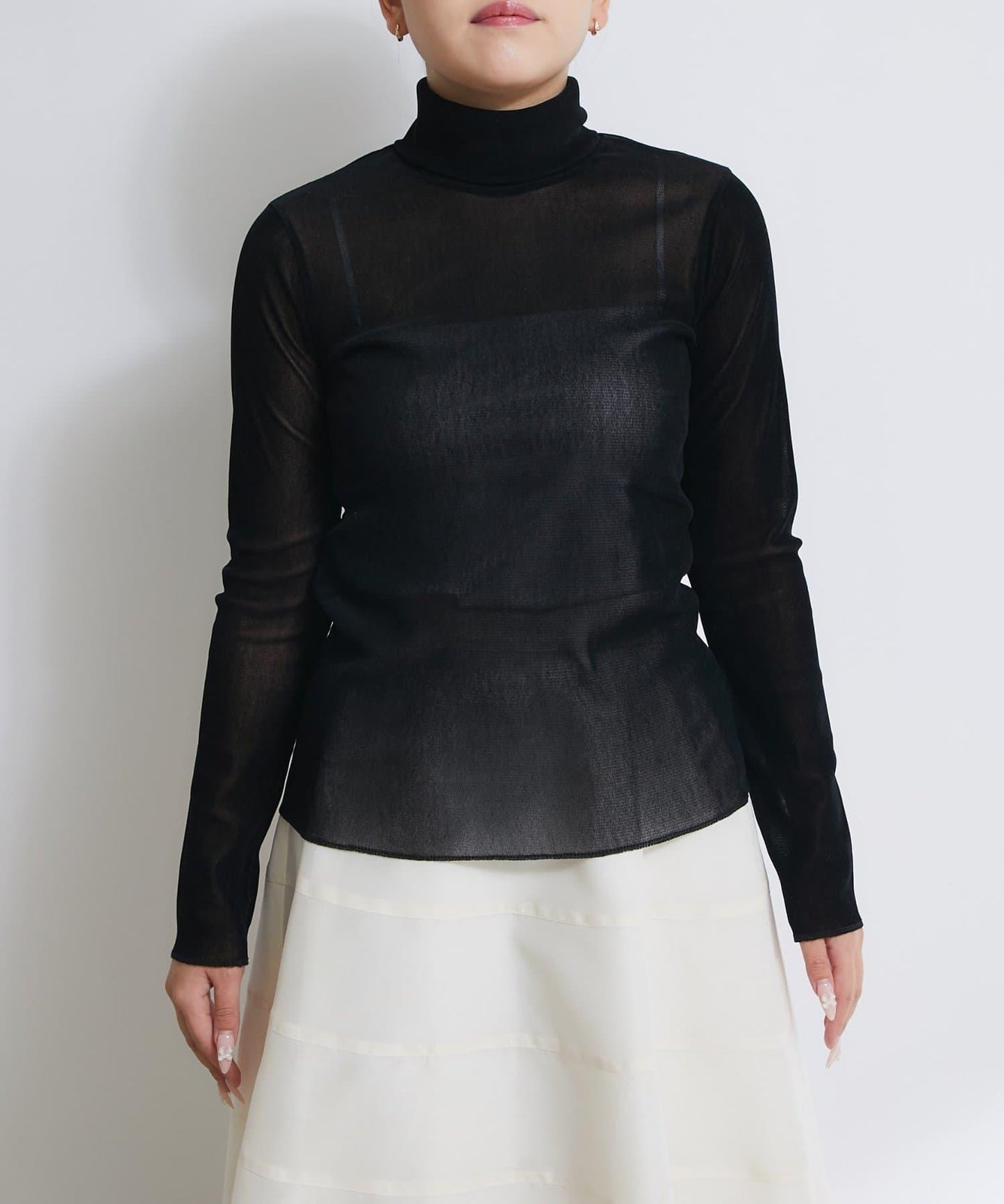 植絨網紗高領打底衫