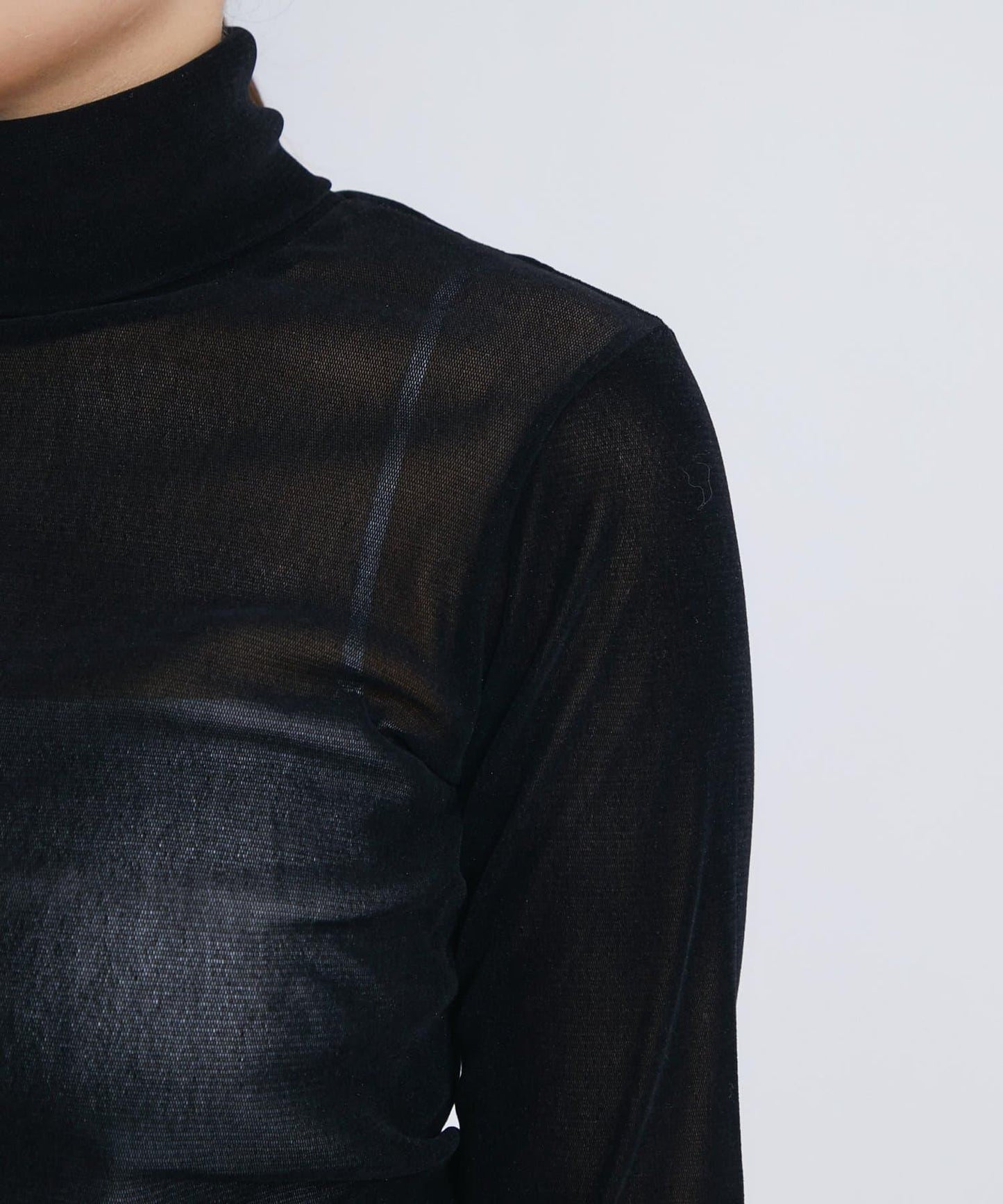 植絨網紗高領打底衫