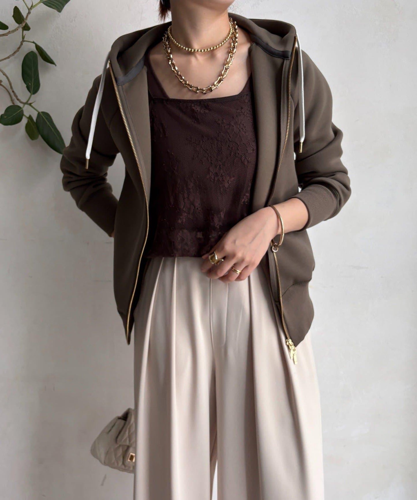 梅子色拉鍊連帽衛衣