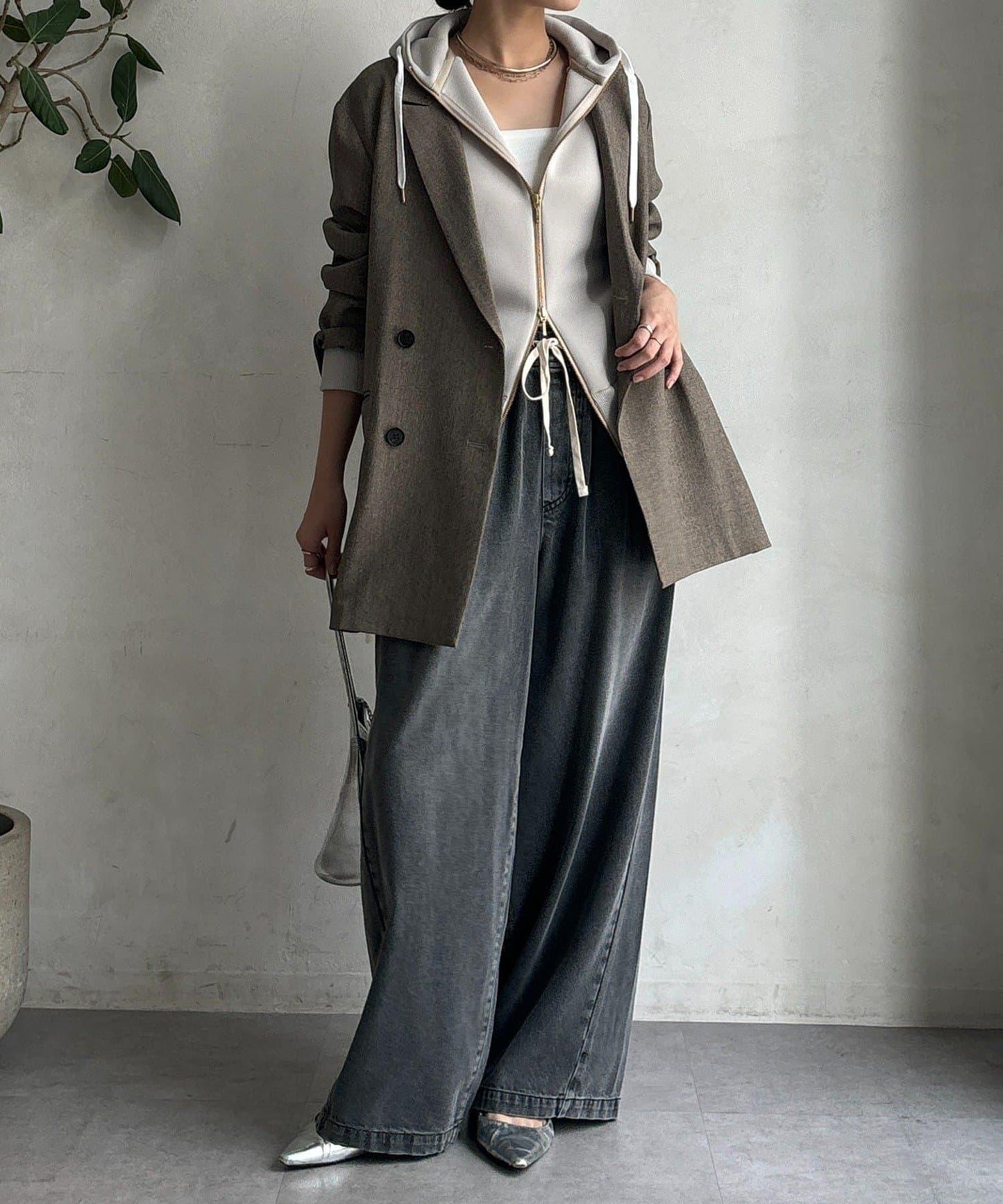 梅子色拉鍊連帽衛衣