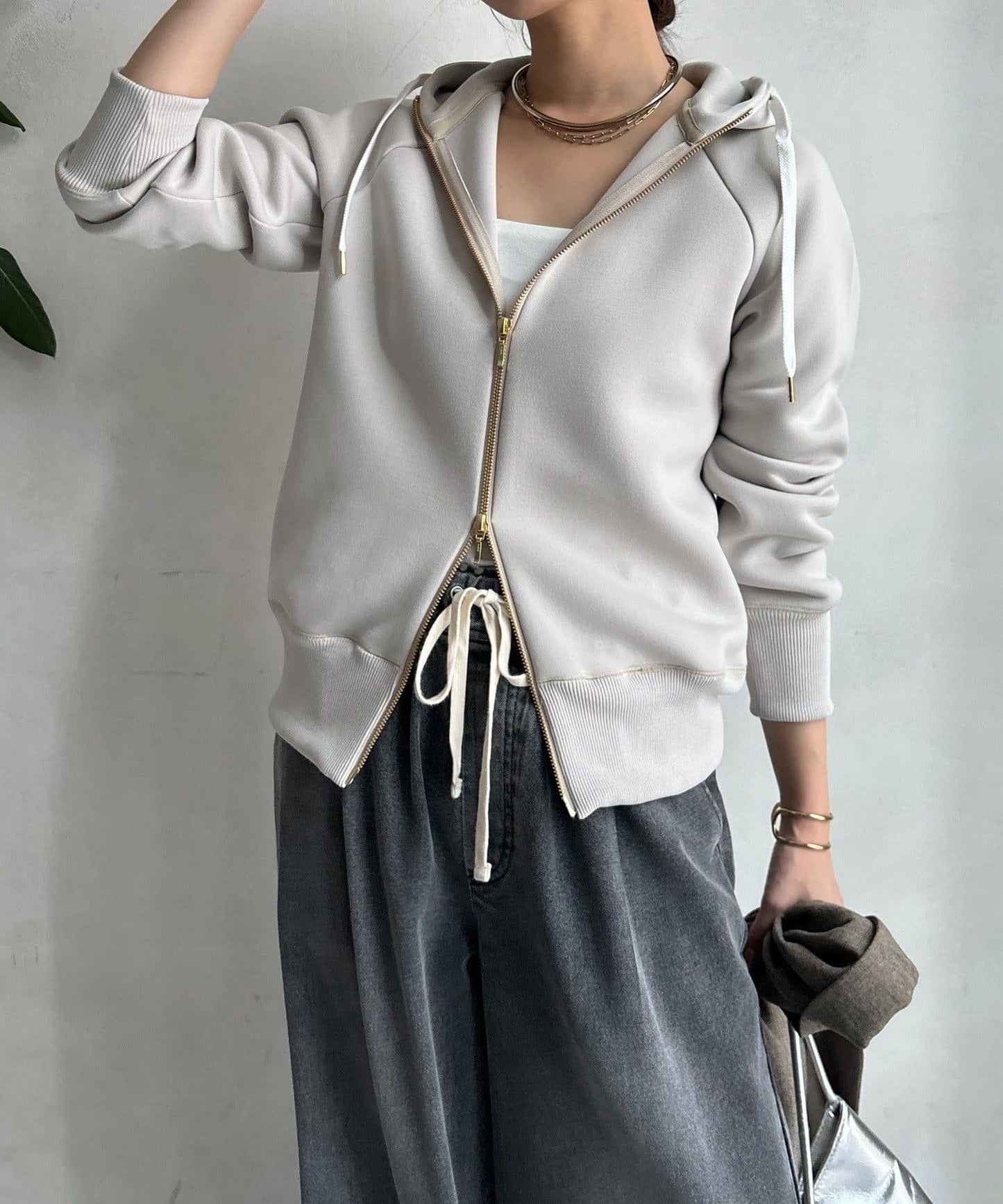 梅子色拉鍊連帽衛衣