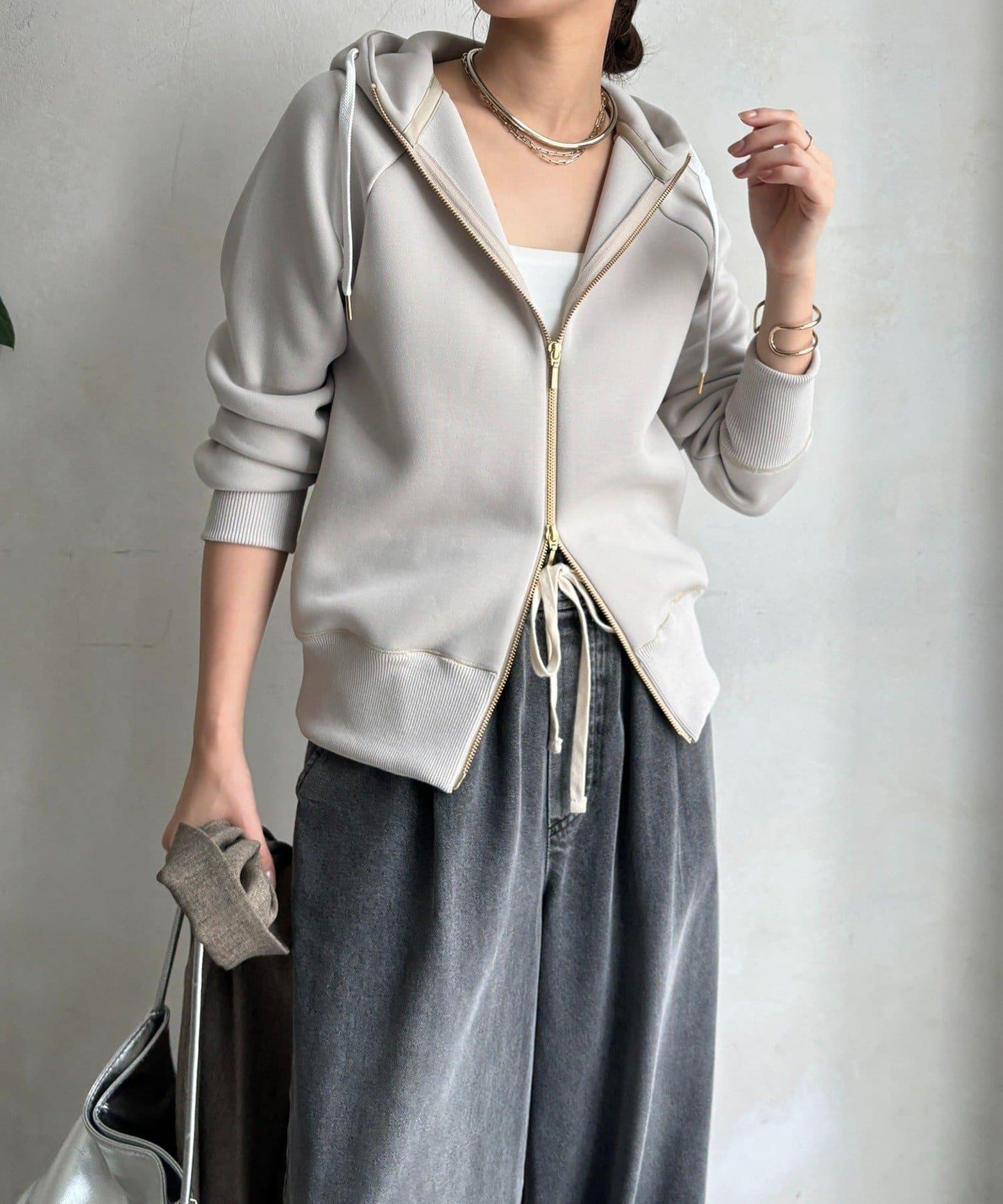 梅子色拉鍊連帽衛衣