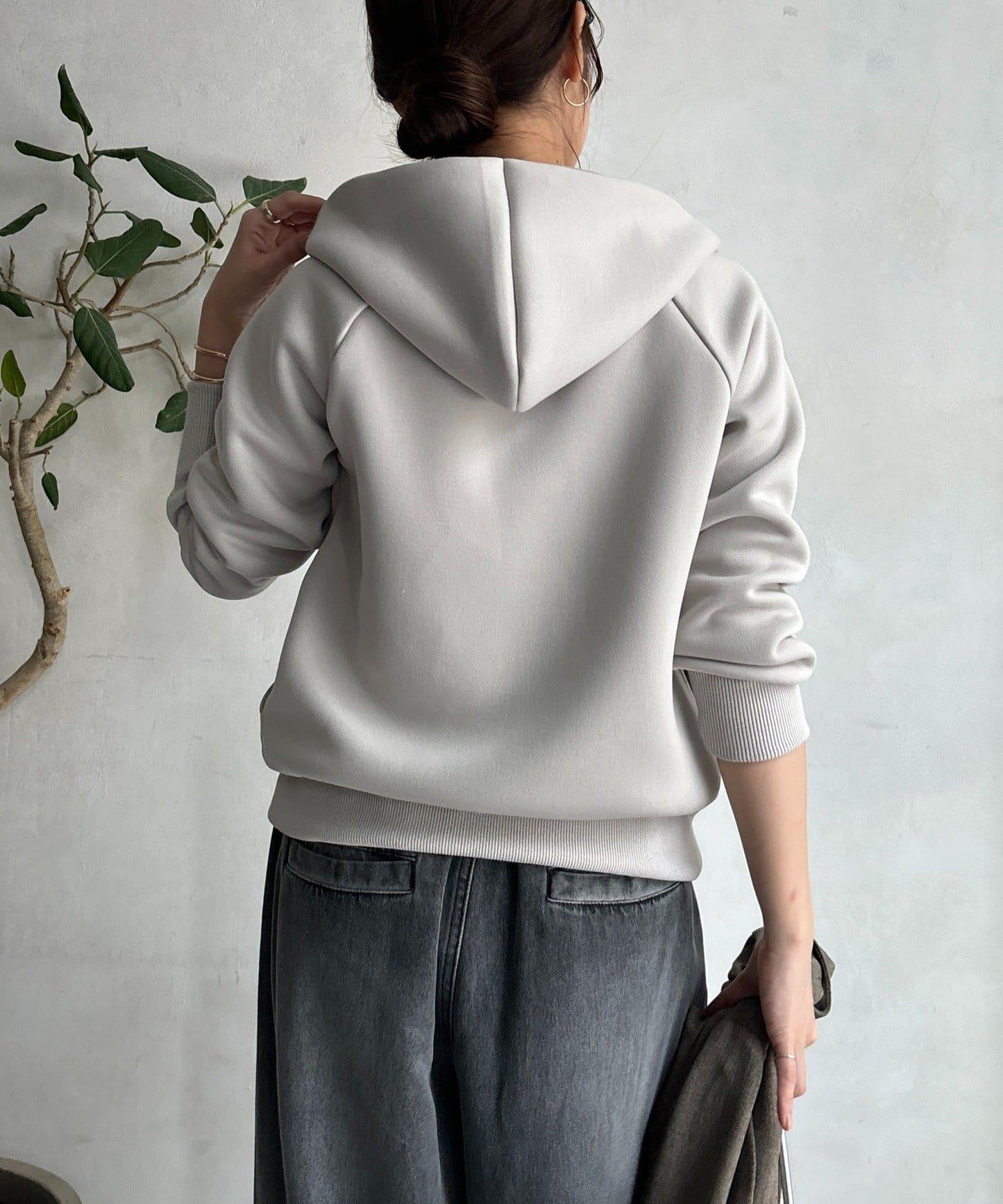 梅子色拉鍊連帽衛衣