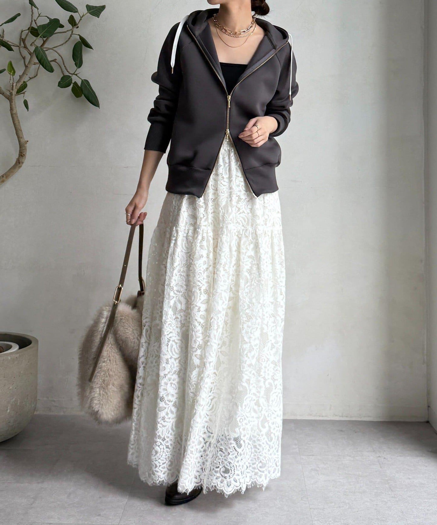 梅子色拉鍊連帽衛衣