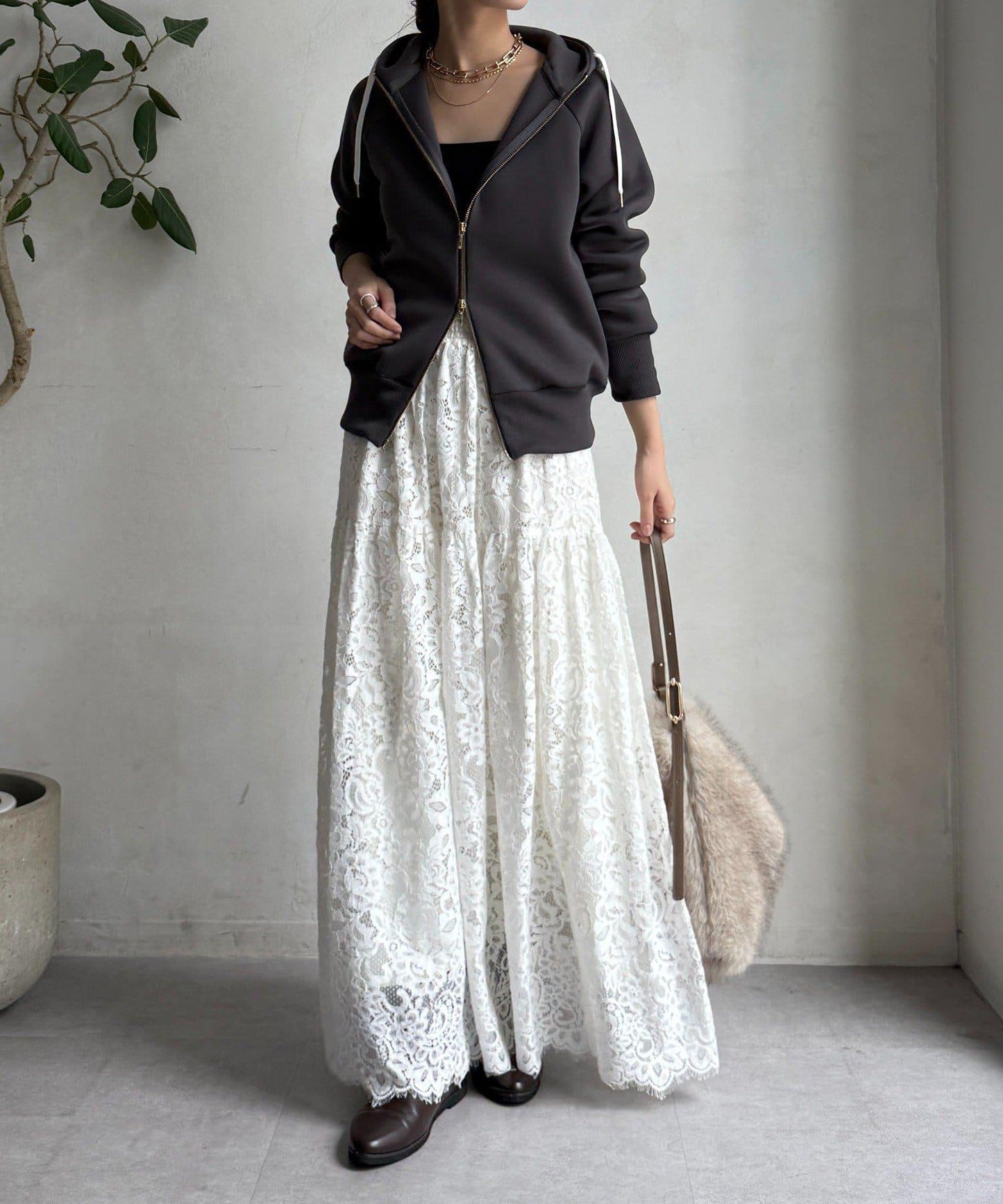 梅子色拉鍊連帽衛衣