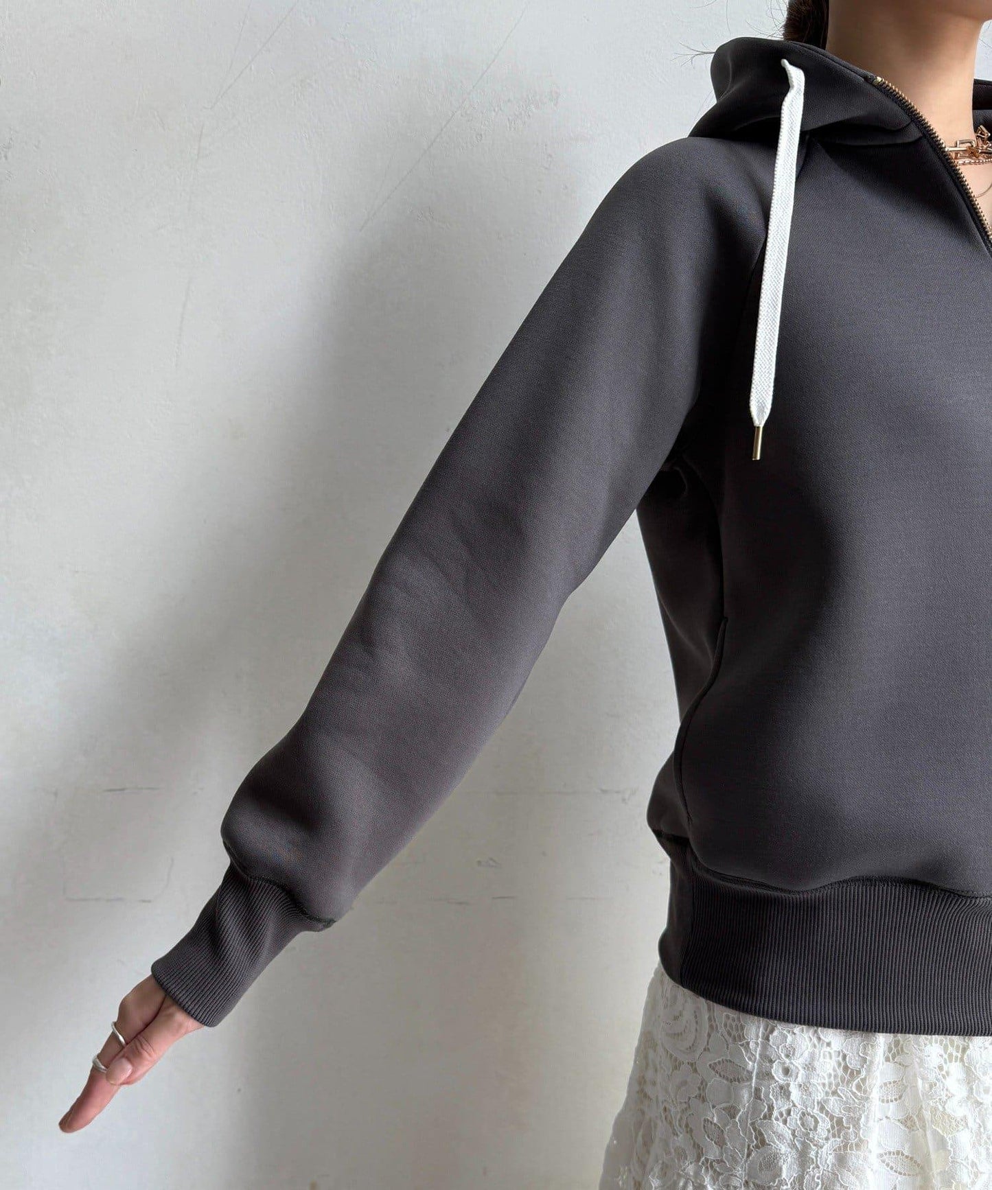 梅子色拉鍊連帽衛衣