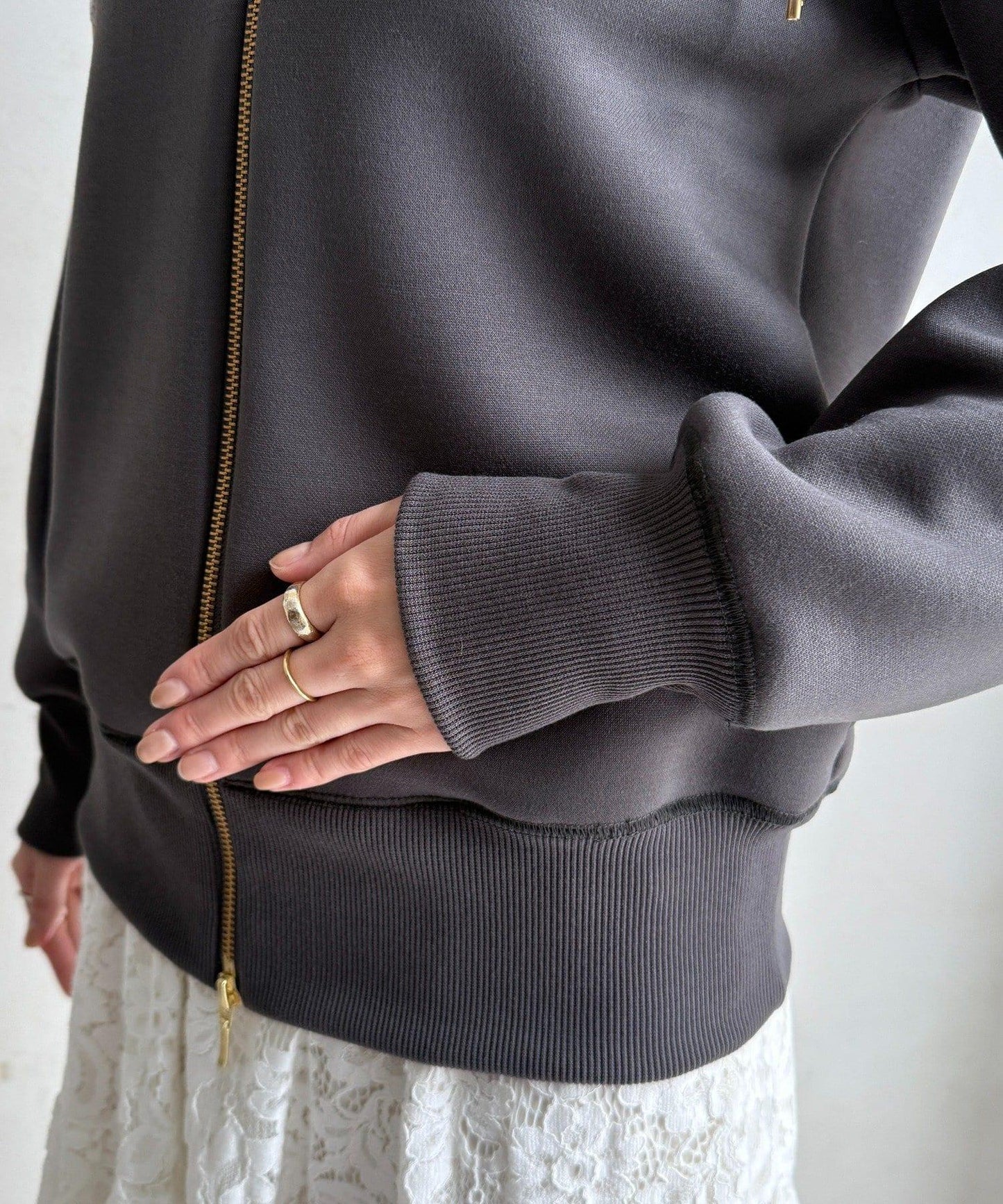 梅子色拉鍊連帽衛衣