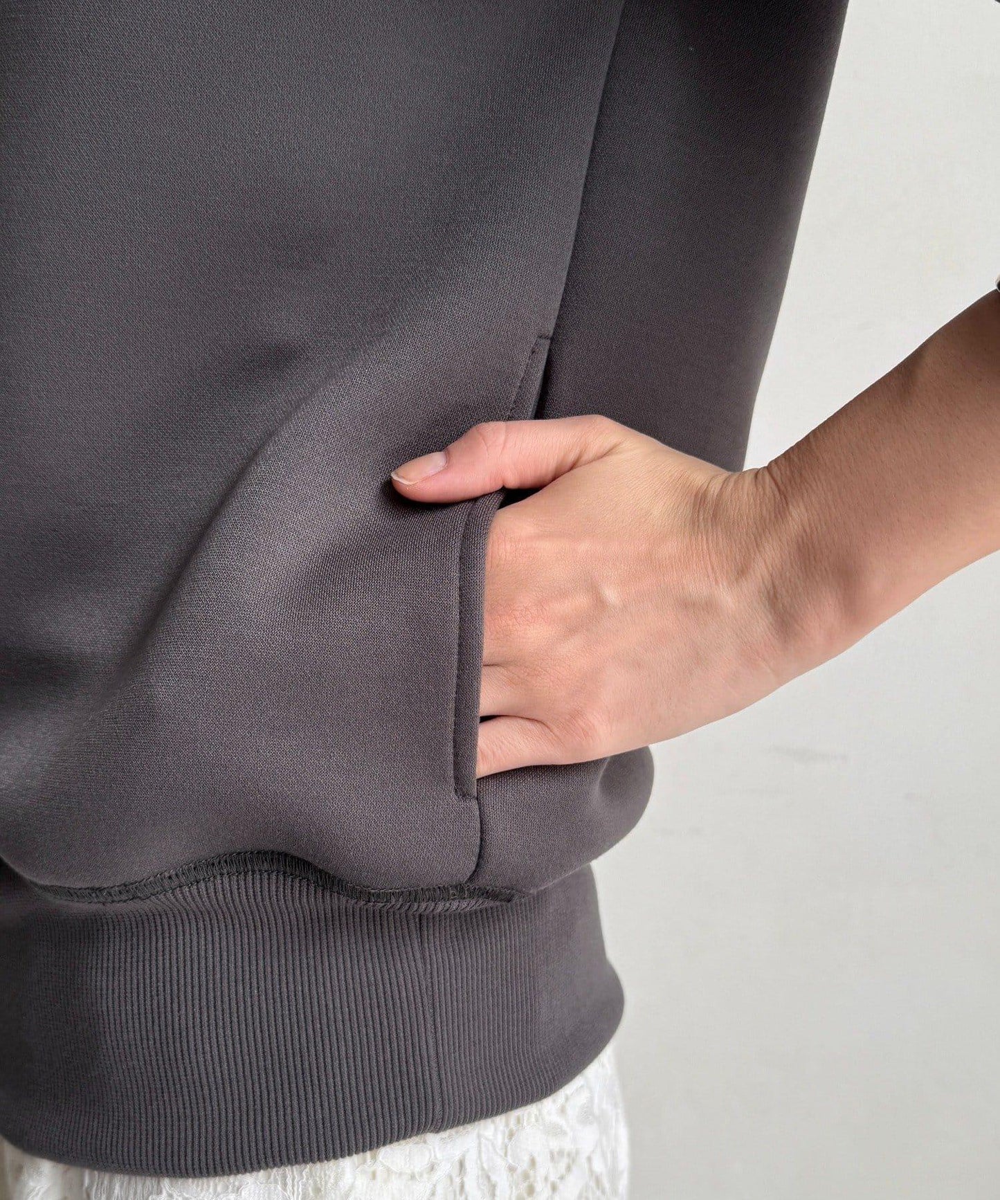 梅子色拉鍊連帽衛衣