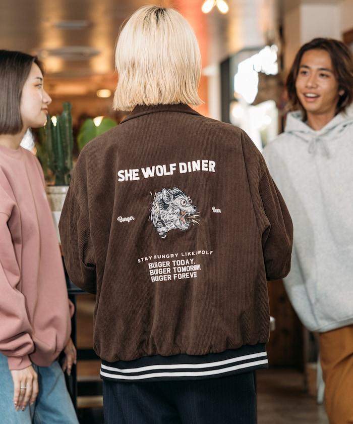 SHE WOLF DINER×FREAK'S STORE/シーウルフダイナー 聯名 後背刺繡燈芯絨夾克