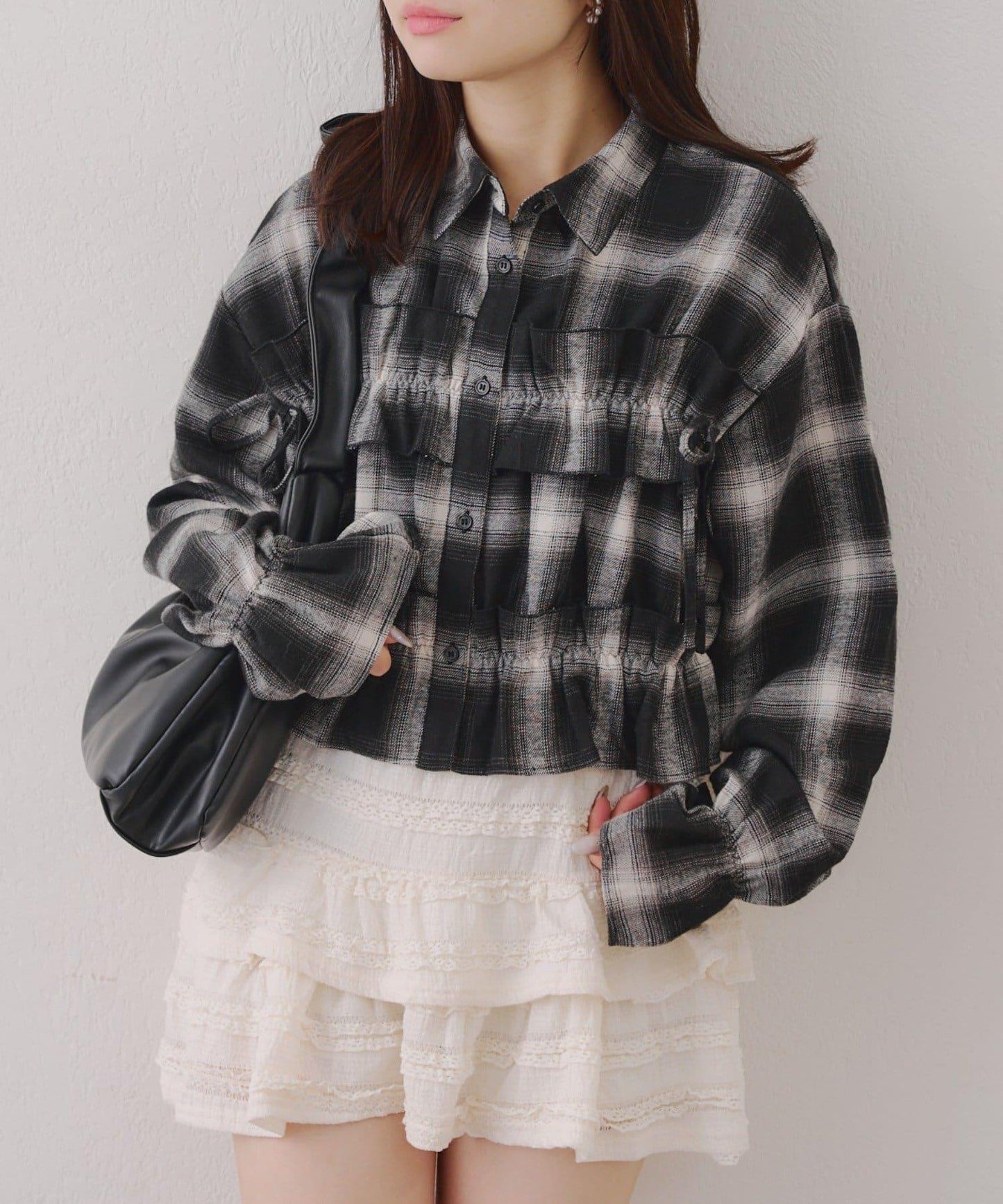 【RMAF】蝴蝶結格子襯衫