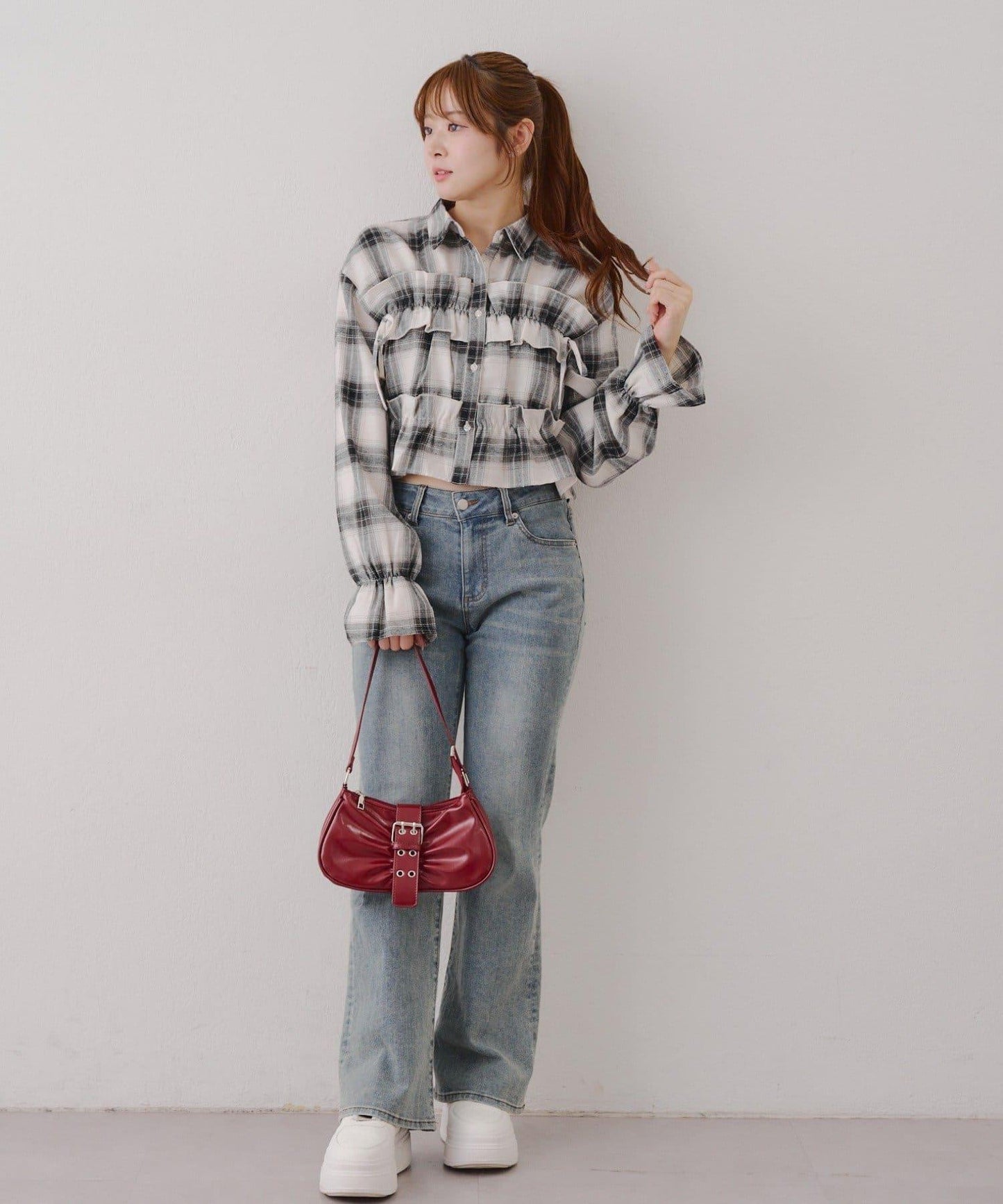 【RMAF】蝴蝶結格子襯衫