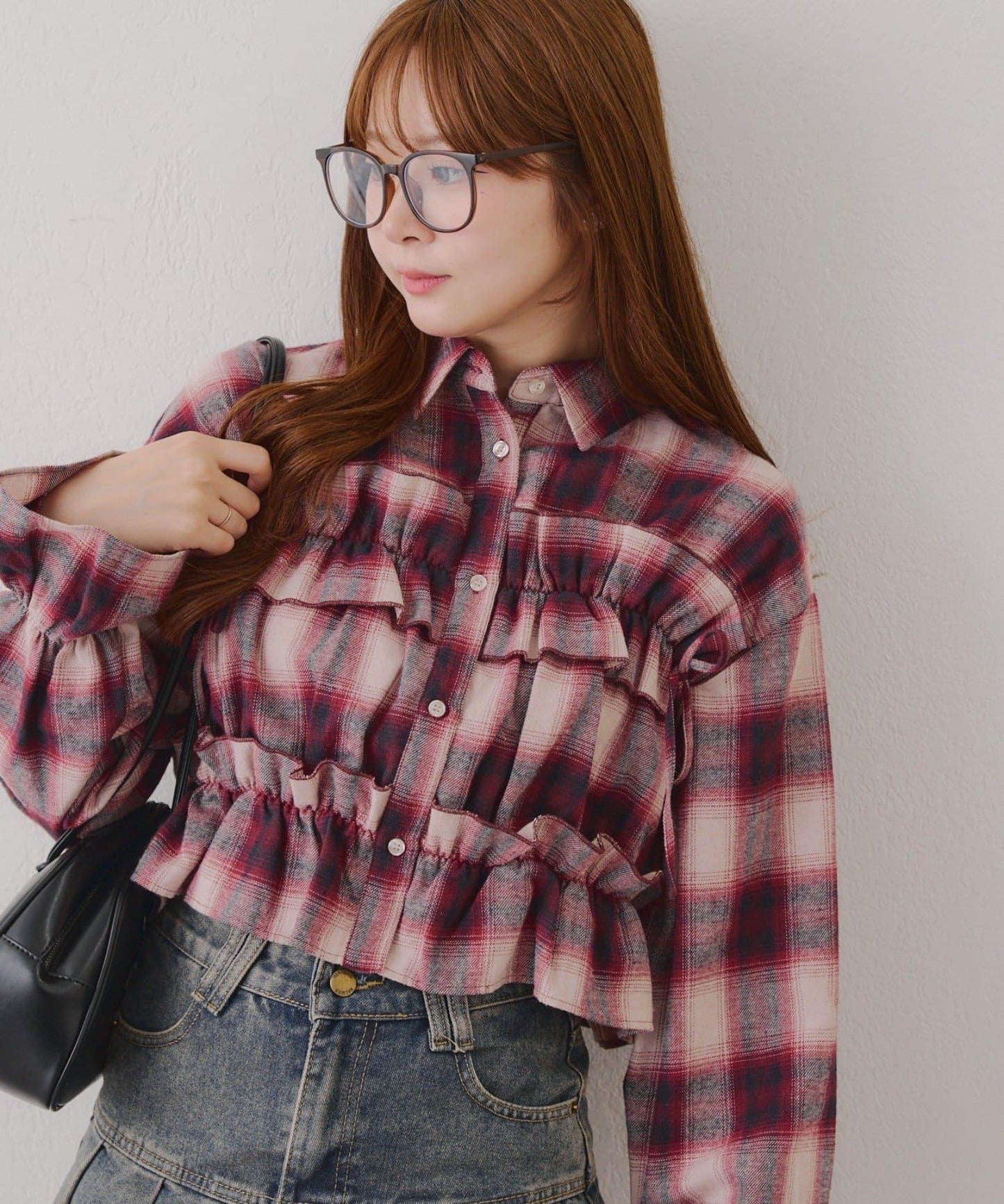 【RMAF】蝴蝶結格子襯衫