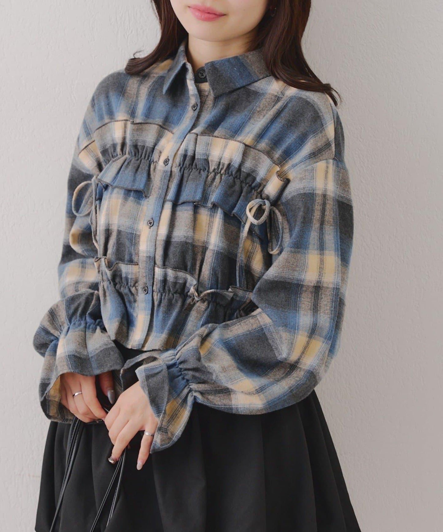 【RMAF】蝴蝶結格子襯衫