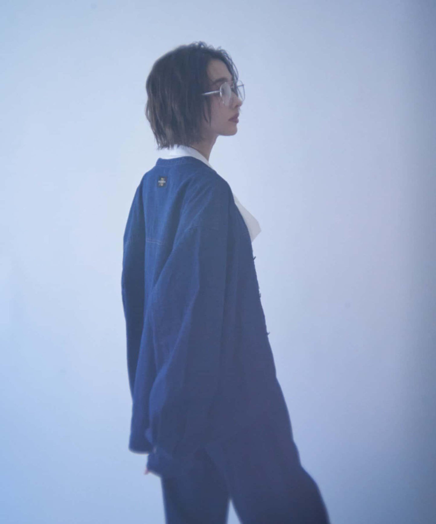 【NUNIFE】無領牛仔襯衫夾克