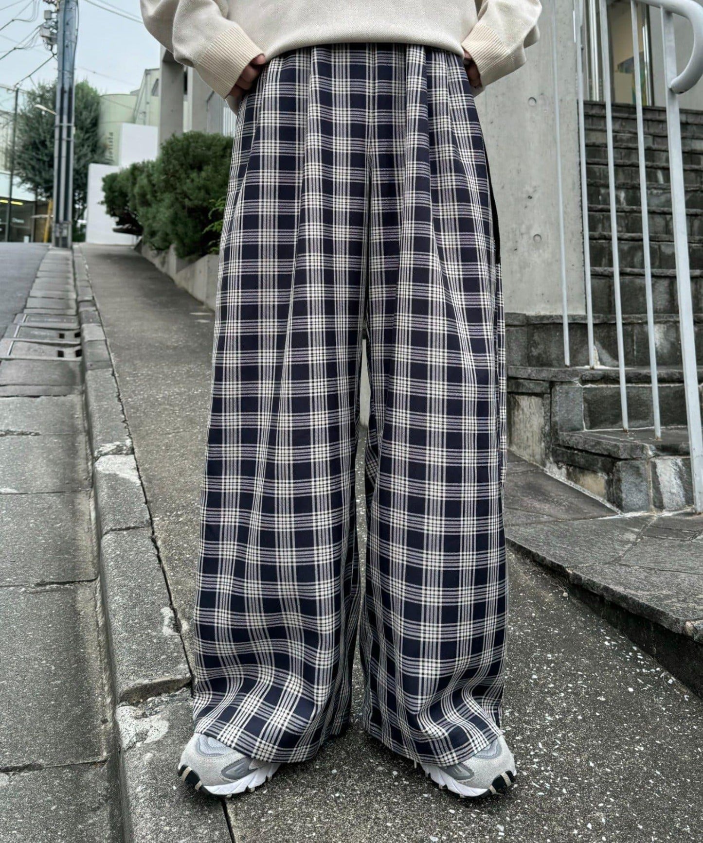 【UNISEX】側邊腰帶寬鬆西裝褲