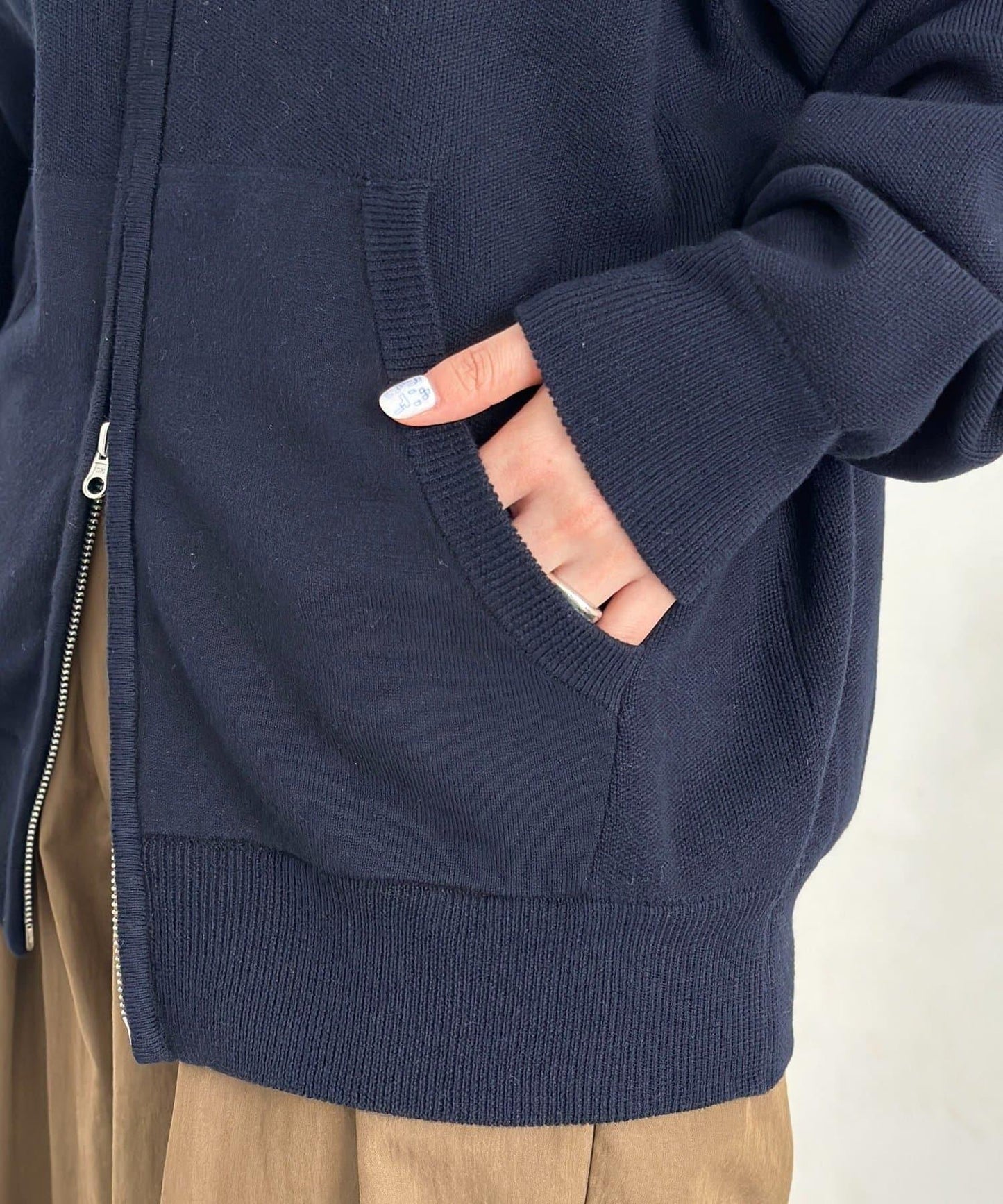 【U.S. POLO ASSN.】衛衣風針織拉鍊連帽衫