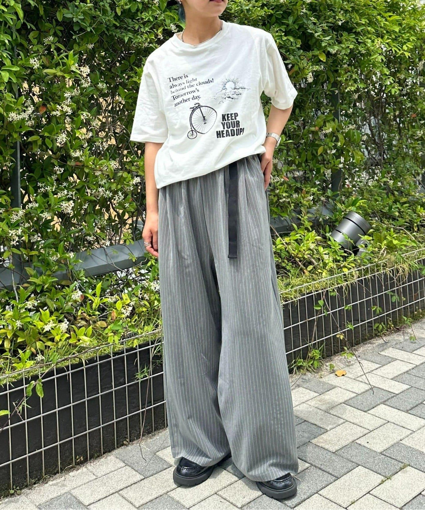 【UNISEX】側邊腰帶寬鬆西裝褲