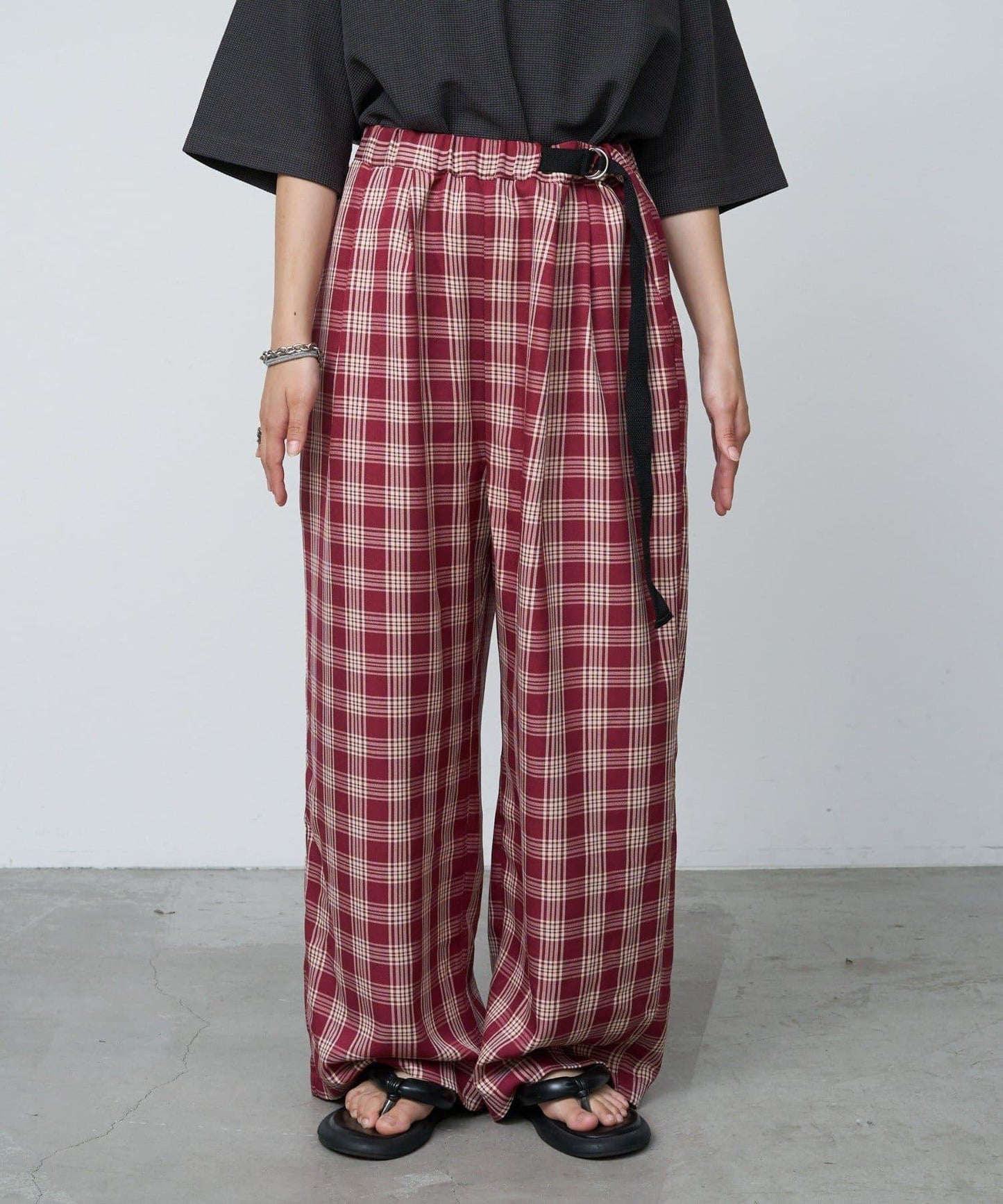 【UNISEX】側邊腰帶寬鬆西裝褲