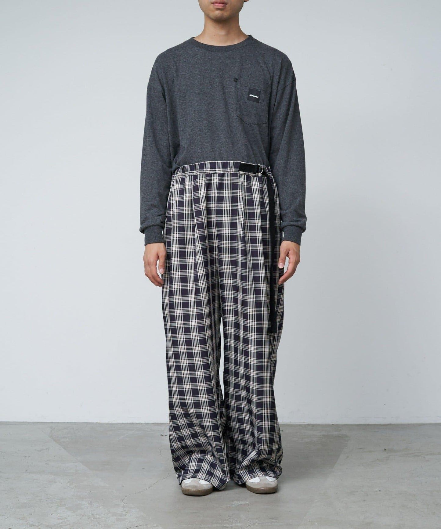 【UNISEX】側邊腰帶寬鬆西裝褲