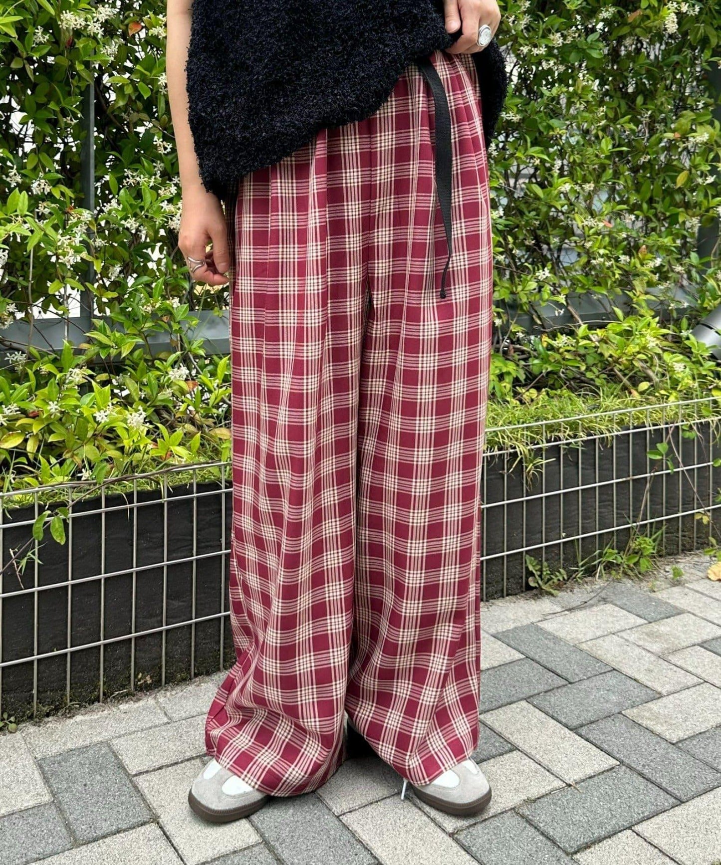 【UNISEX】側邊腰帶寬鬆西裝褲