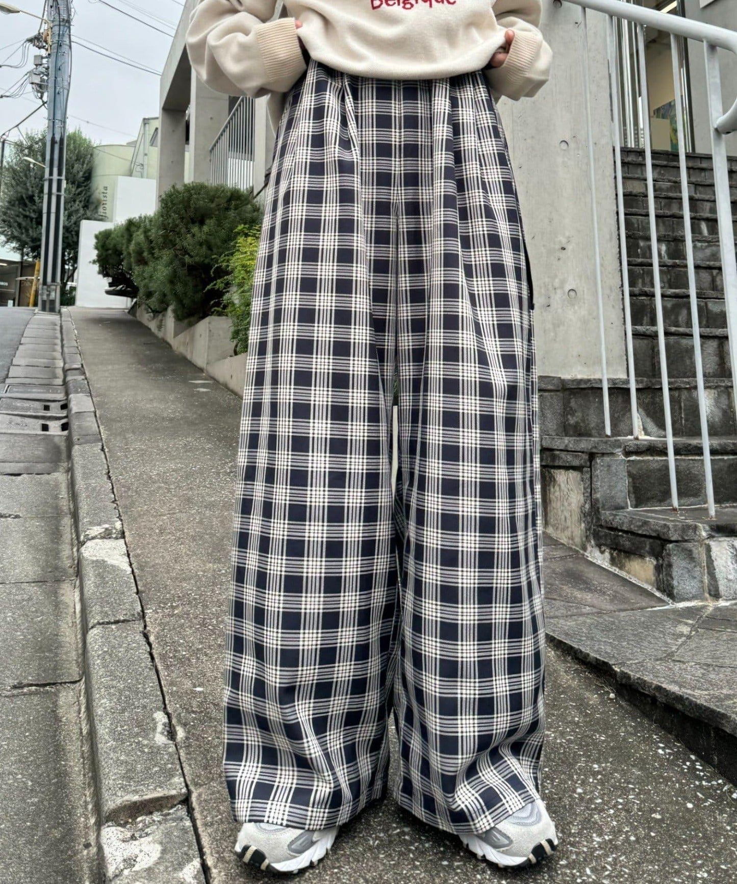 【UNISEX】側邊腰帶寬鬆西裝褲