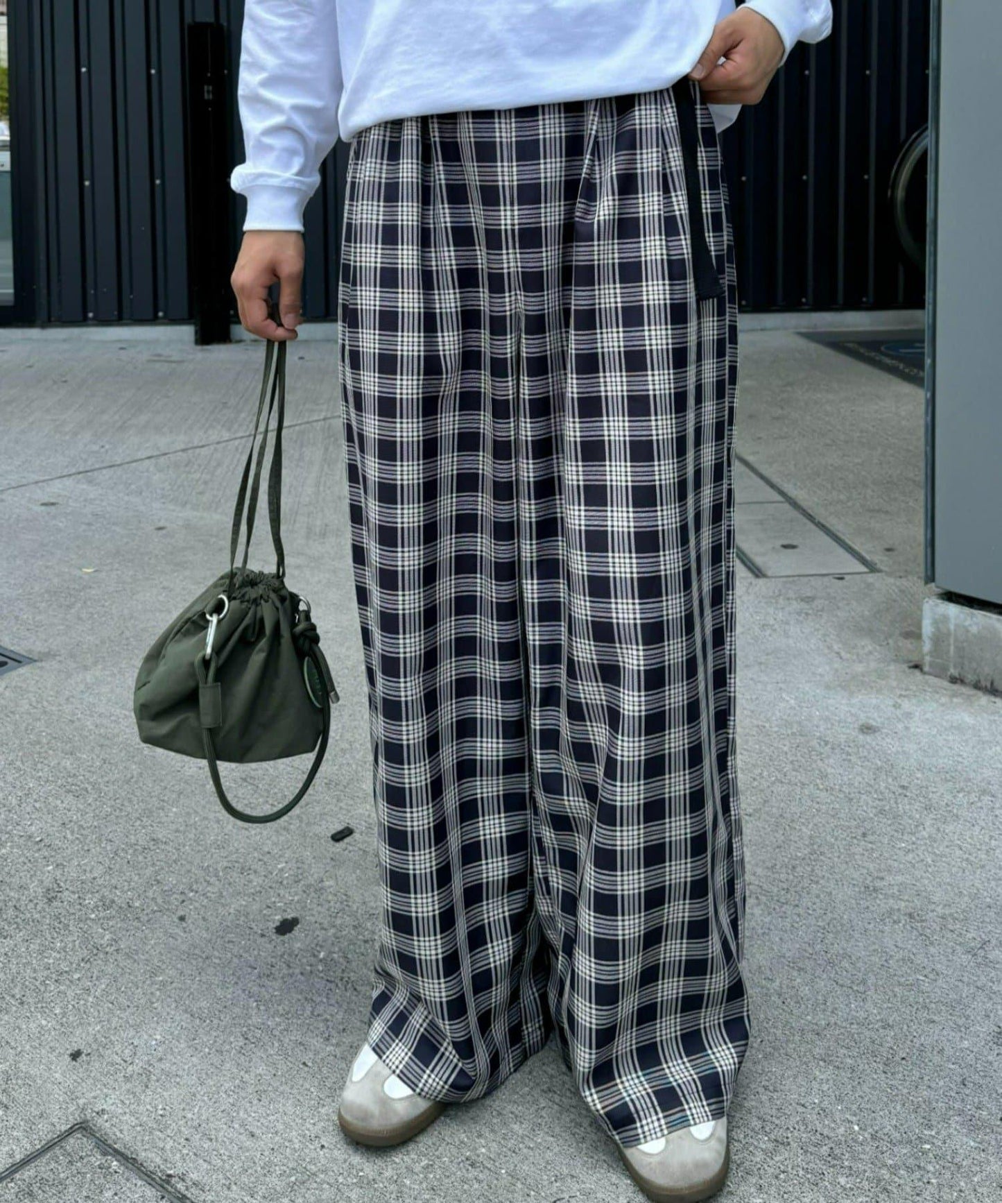 【UNISEX】側邊腰帶寬鬆西裝褲