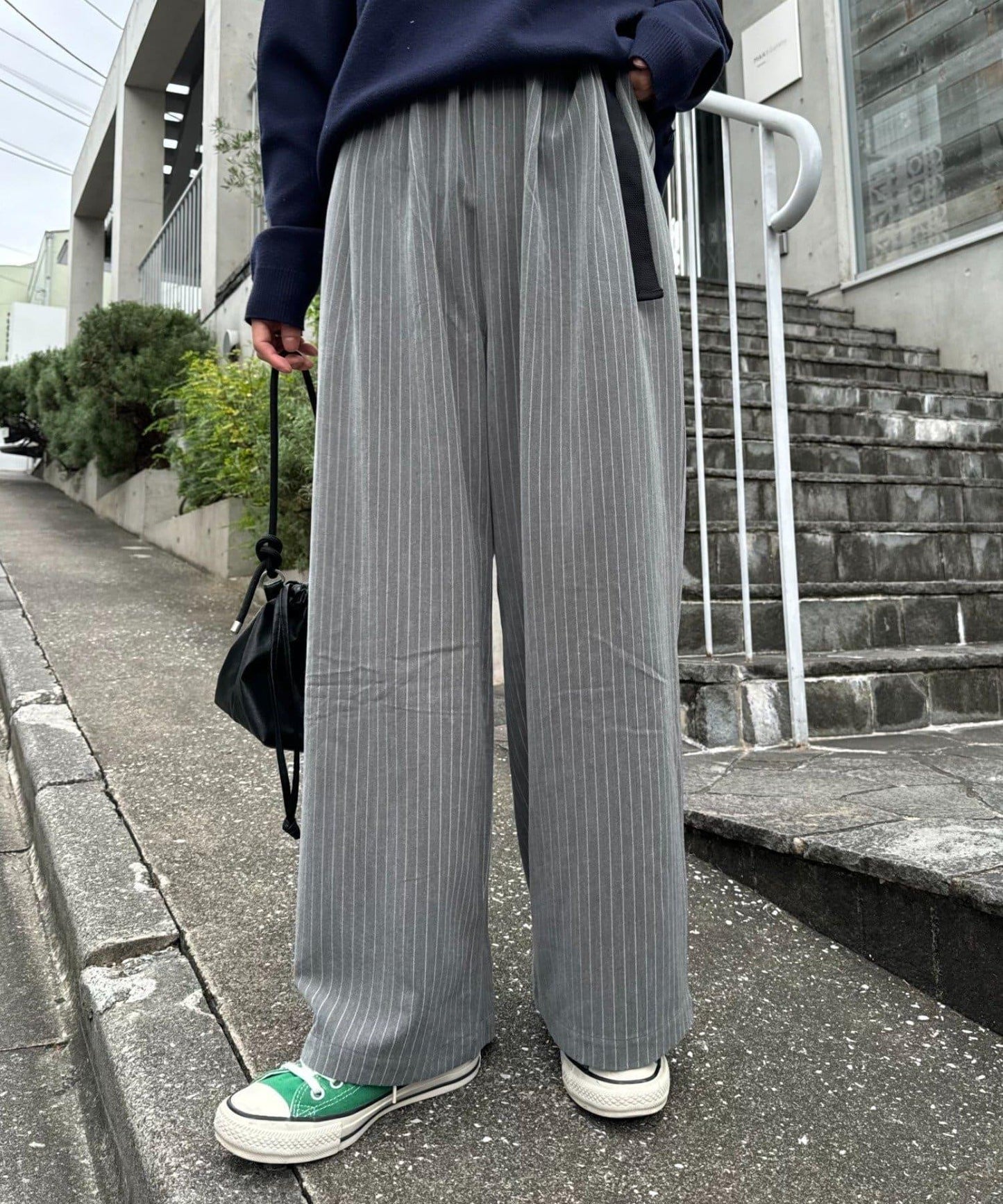 【UNISEX】側邊腰帶寬鬆西裝褲