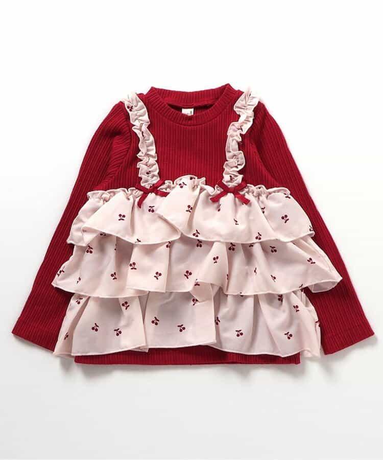 櫻桃愛心圖案層疊上衣