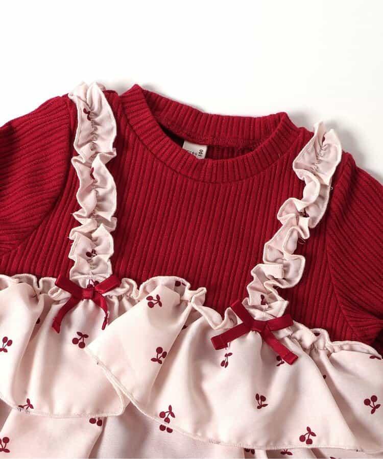 櫻桃愛心圖案層疊上衣