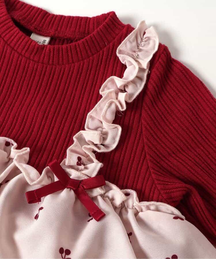 櫻桃愛心圖案層疊上衣