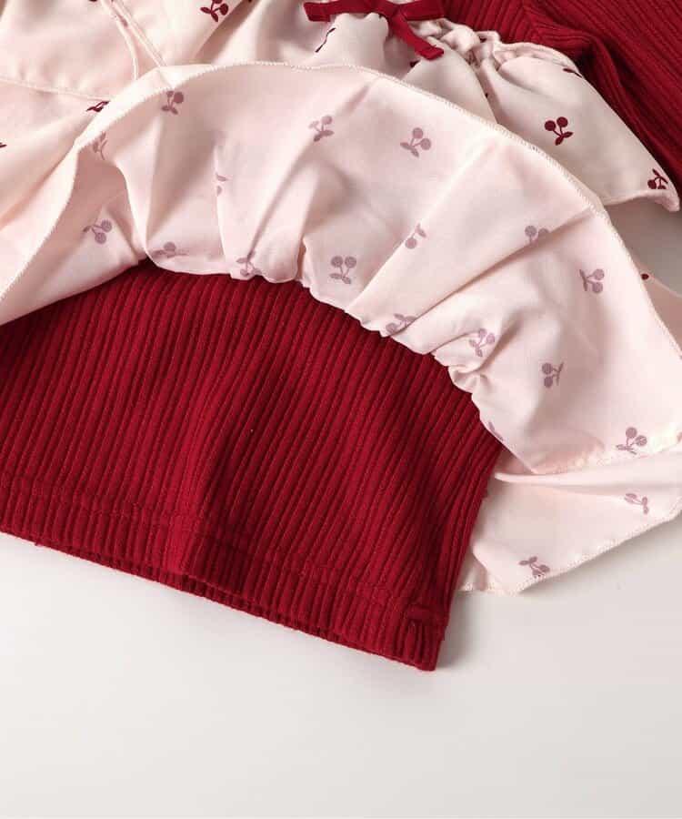 櫻桃愛心圖案層疊上衣