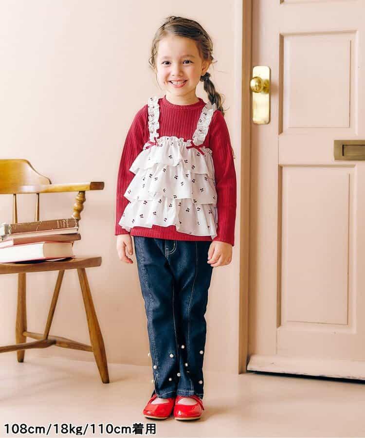 櫻桃愛心圖案層疊上衣