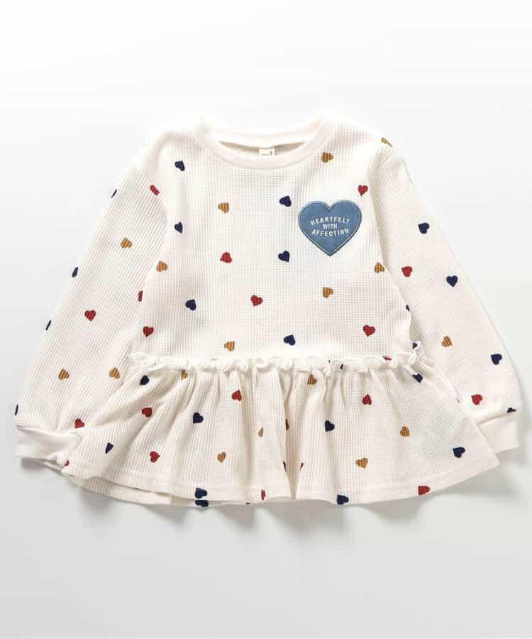 華夫格荷葉邊愛心圖案T恤